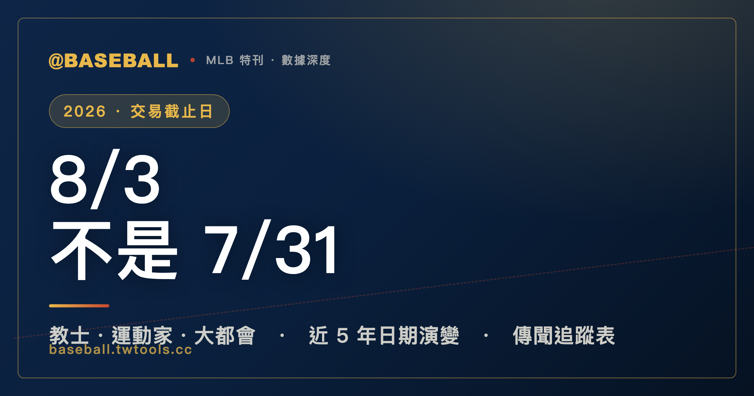 2026 MLB 交易截止日懶人包：8/3 不是 7/31，教士、運動家、大都會怎麼佈局｜封面