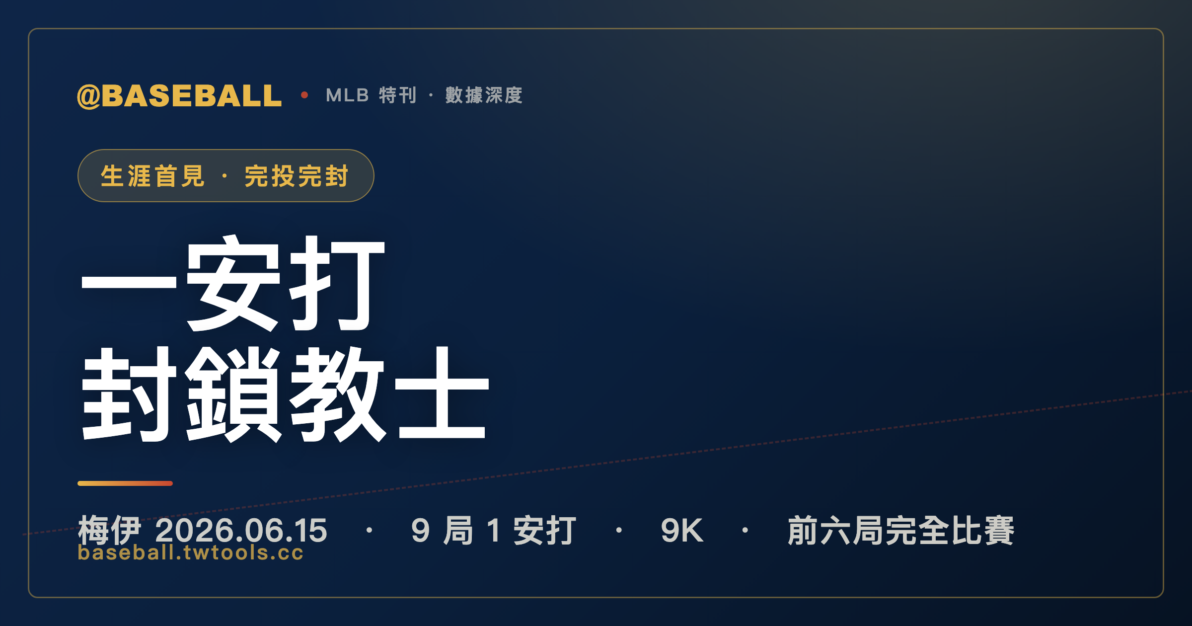 101 球、1 安打、9 K：杜斯汀・梅伊 71 場先發等來的生涯首張完投完封｜封面