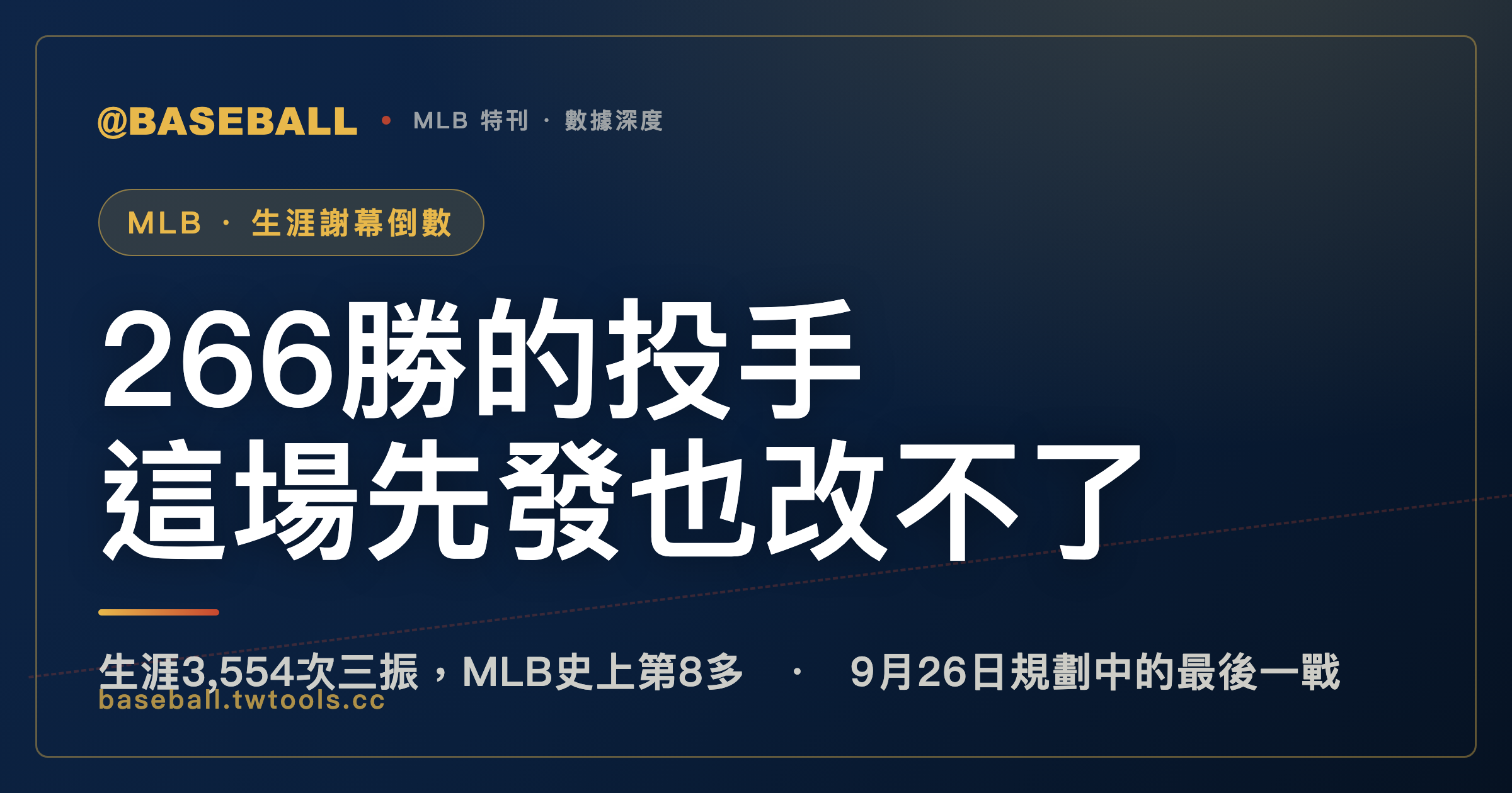 Verlander生涯最後一戰倒數：266勝3554K，這場先發改不了歷史排名｜封面