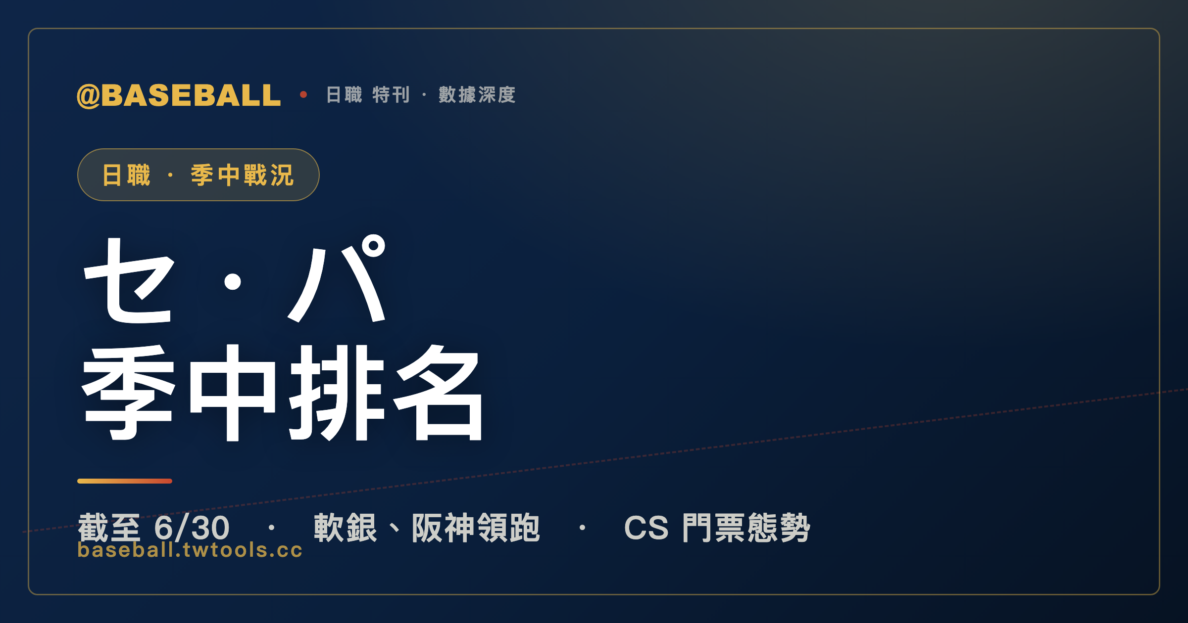 2026 日本職棒季中戰況：セ・パ 兩聯盟排名態勢｜封面