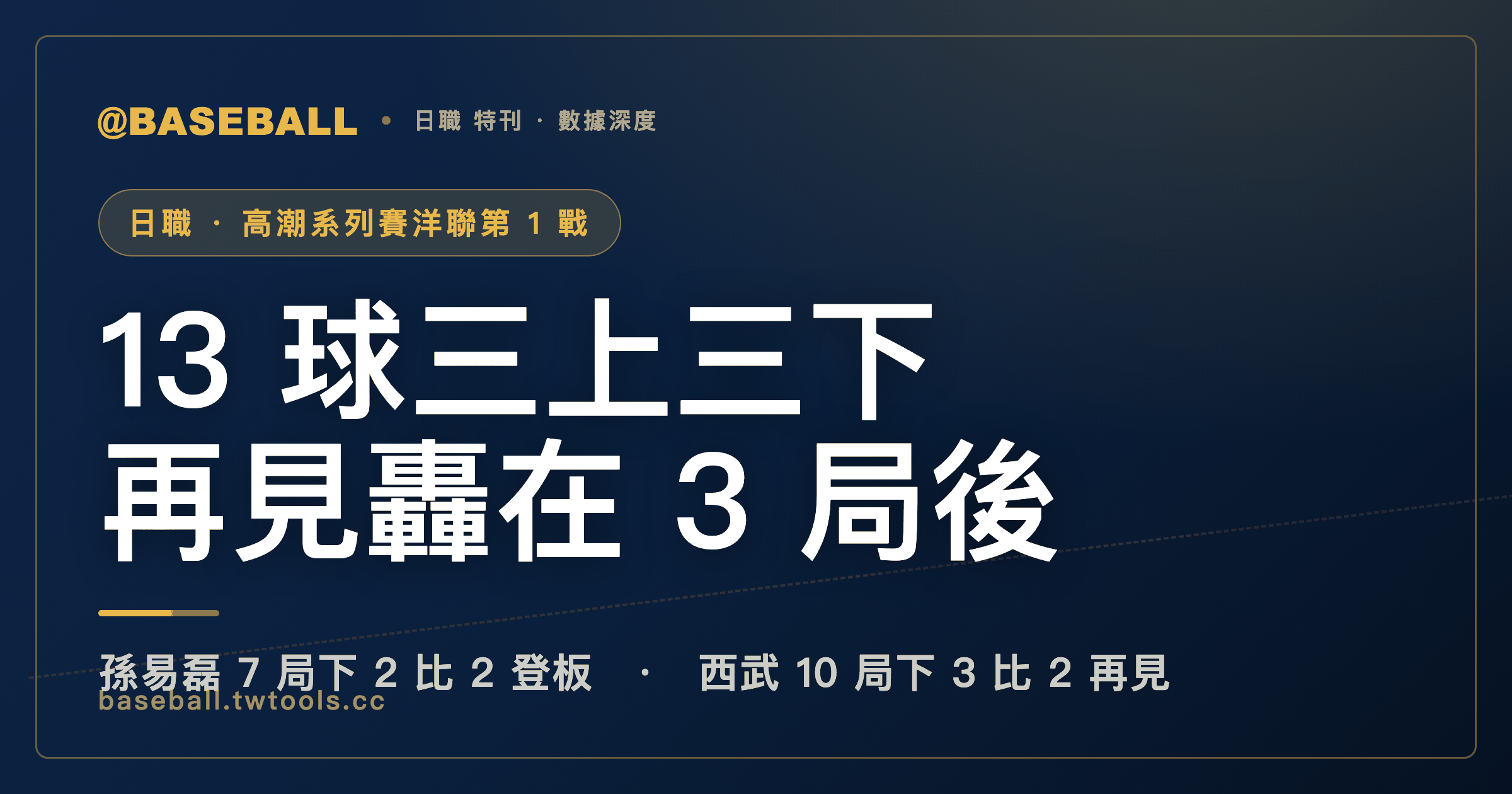 孫易磊季後賽初登板三振卡納利奧，3 局後卡納利奧的再見轟是對細野晴希打的｜封面